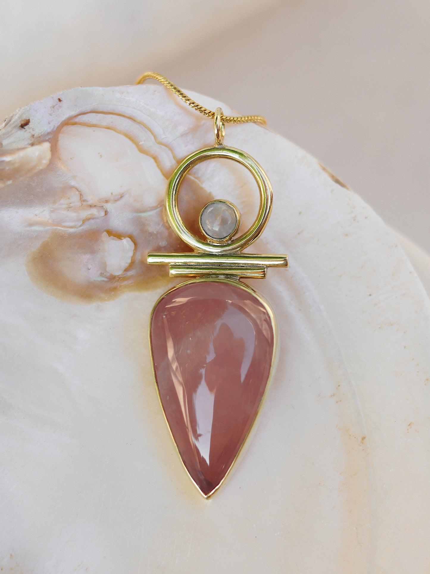Indah Necklace with Rose Quartz and Moonstone