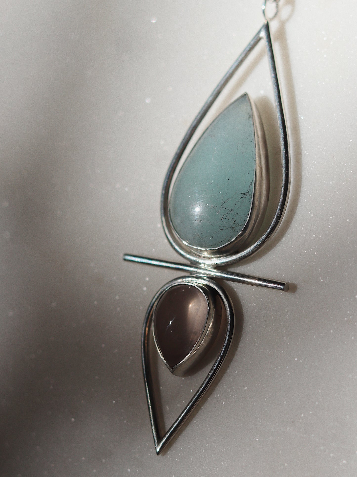 Reine Necklace with rose quartz and aquamarine