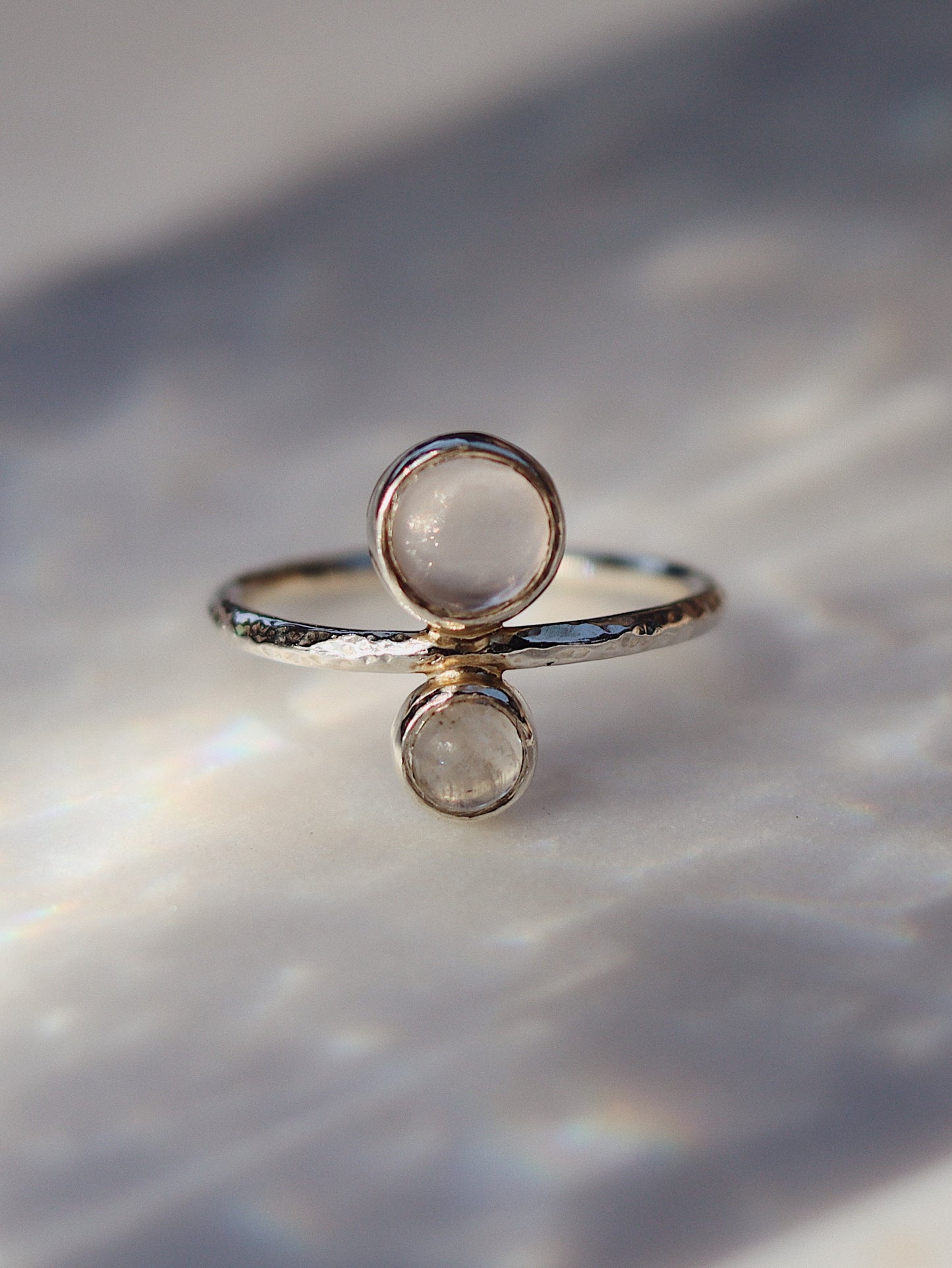 Isa Ring with Moonstone and Rose Quartz