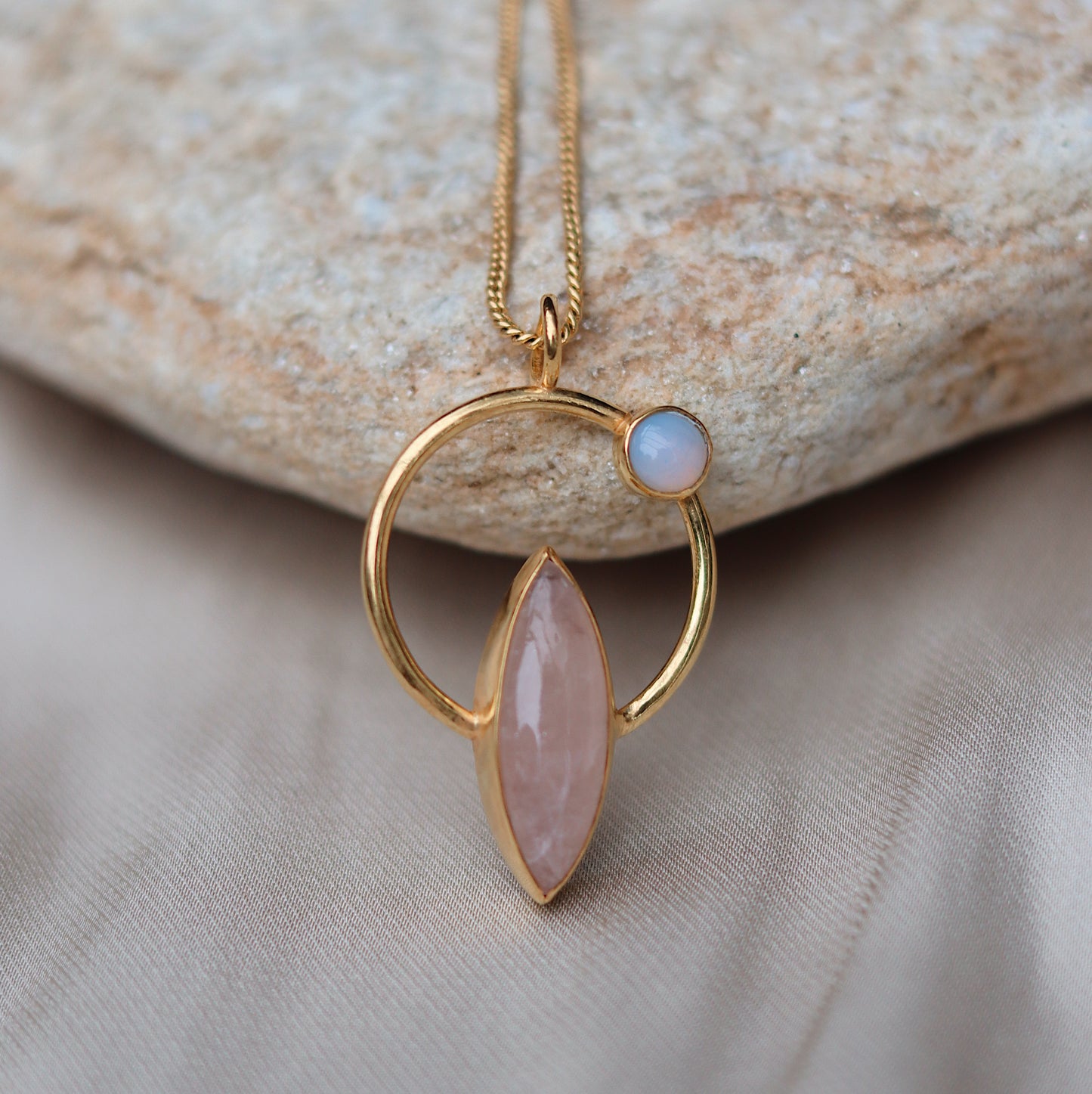 Ava Necklace with Morganite and Opal