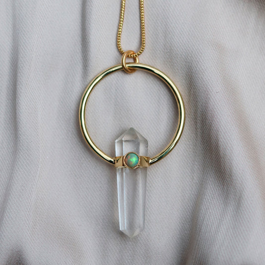 Citlali Necklace with Opal and Clear Quartz