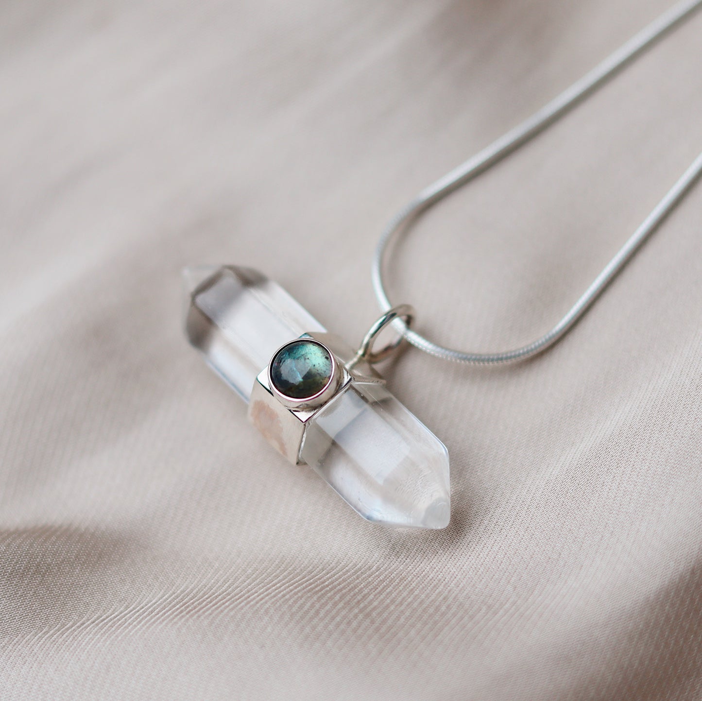 Ila Necklace with Labradorite and Clear Quartz