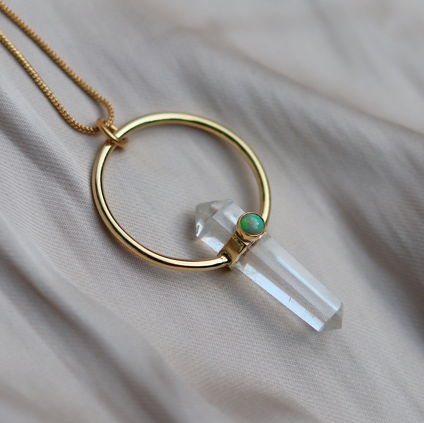 Citlali Necklace with Opal and Clear Quartz