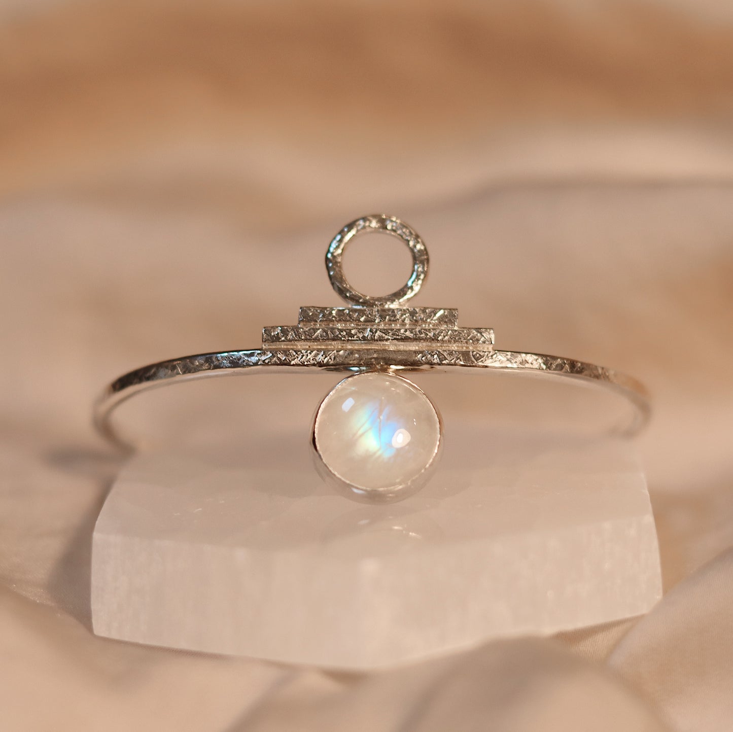 Indah Cuff with Rainbow Moonstone