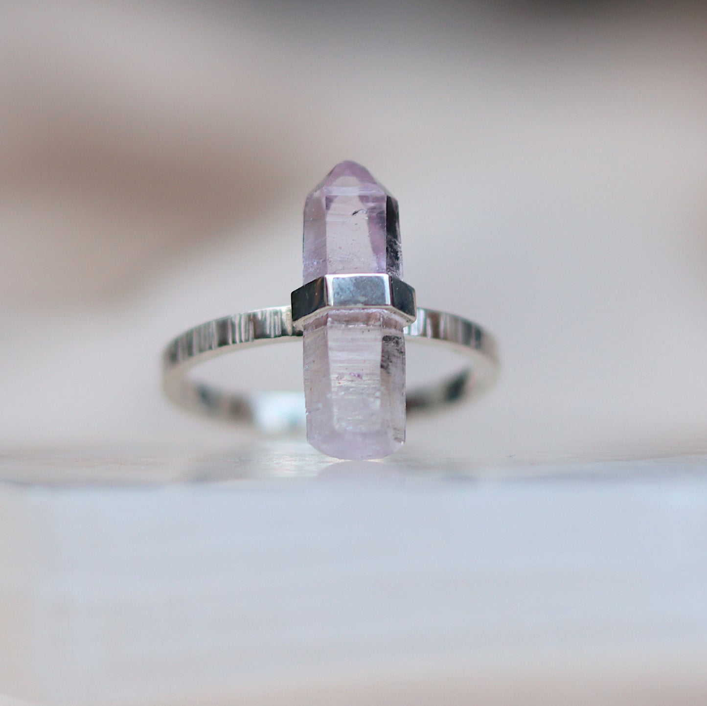 Citlali Ring with Raw Amethyst Quartz