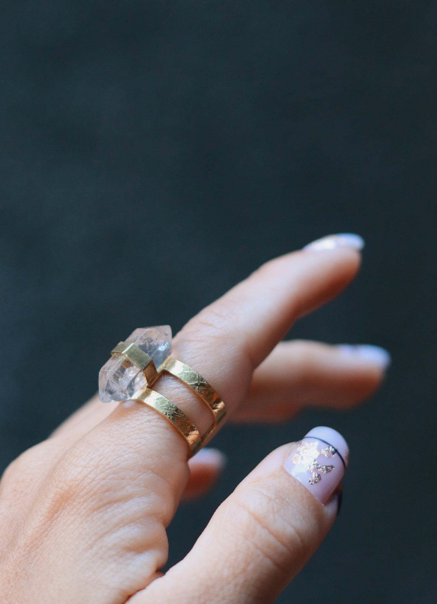 Ishta Ring with Herkimer Quartz Crystal