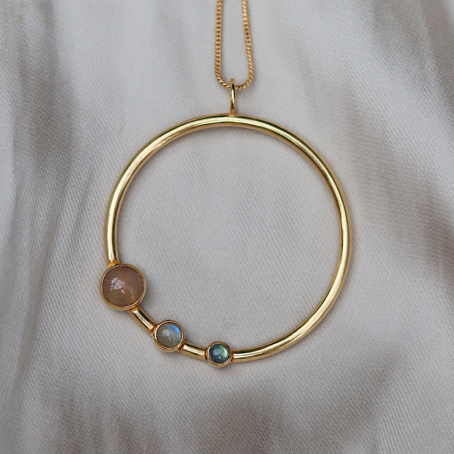 Aniva Necklace with Rose quartz, Moonstone and Labradorite