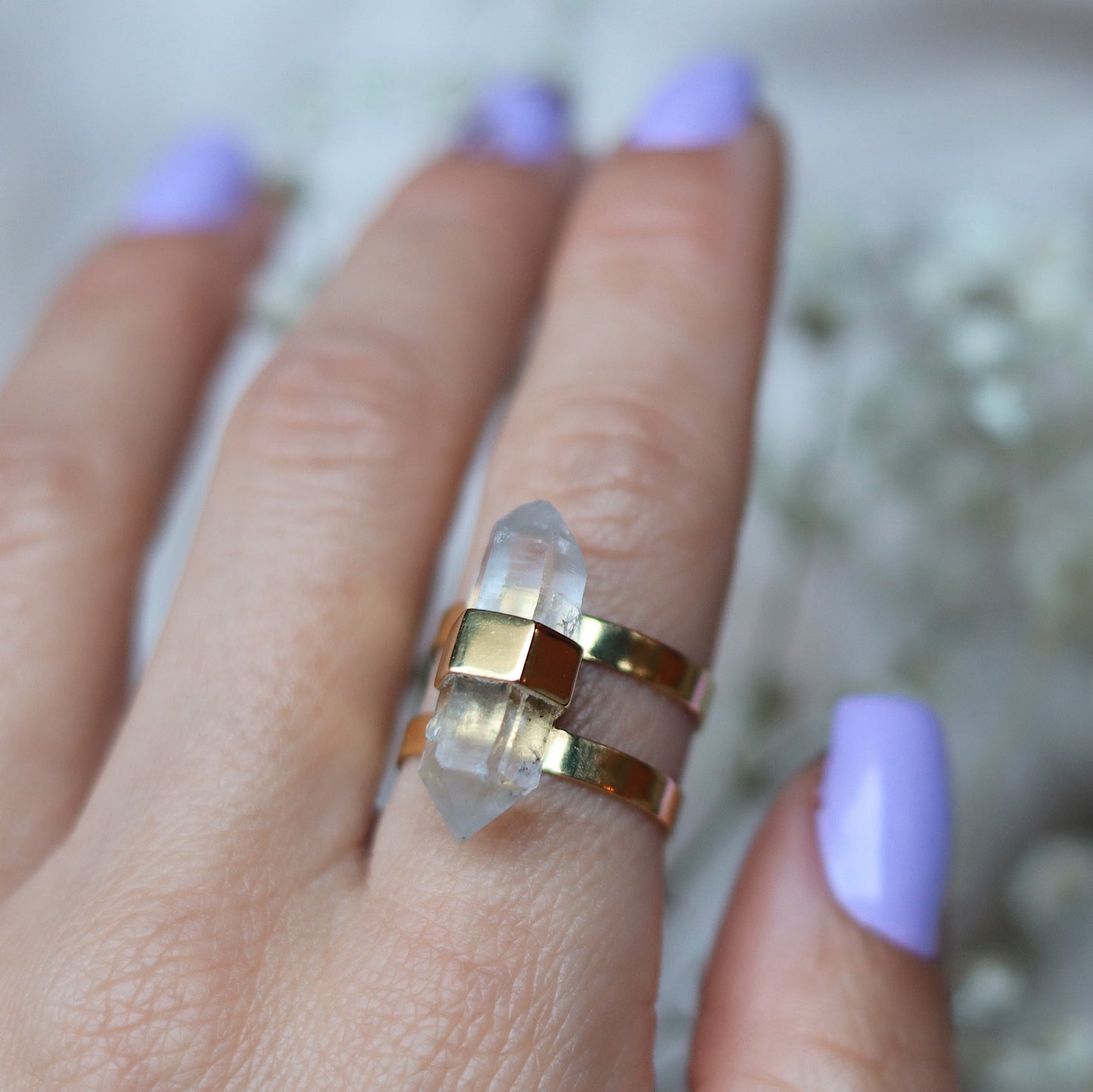 Ishta Ring with Herkimer Quartz Crystal