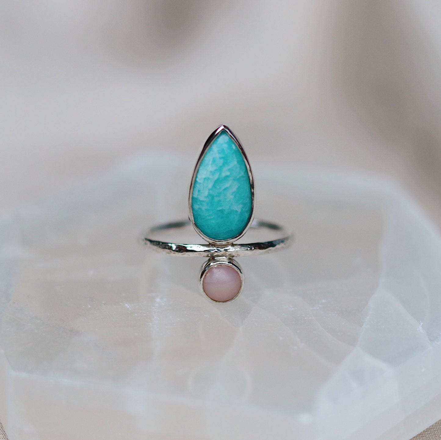 Isa Ring with Amazonite and Pink Opal