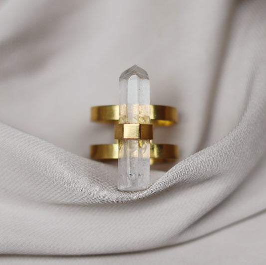 Ishta Ring with Herkimer Clear Quartz Crystal