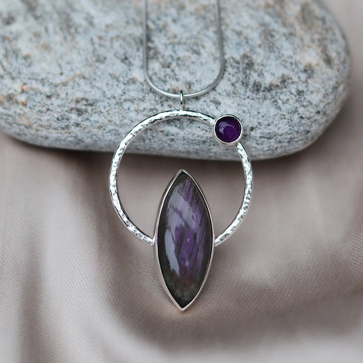 Ava Necklace with Purple Labradorite and Amethyst