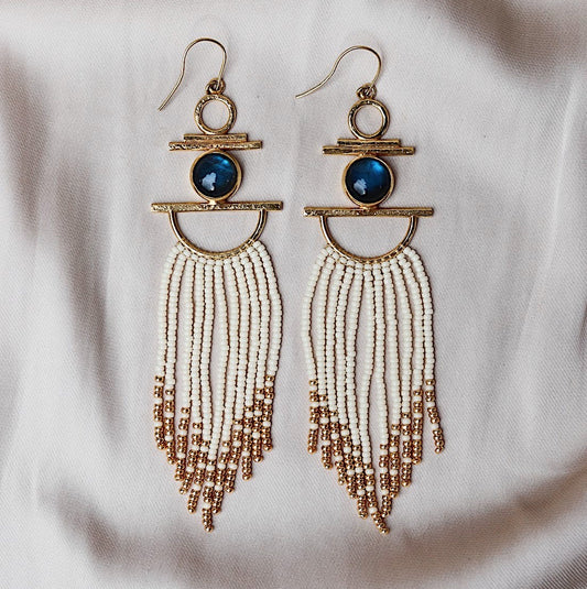 Earrings with Labradorite and Beads