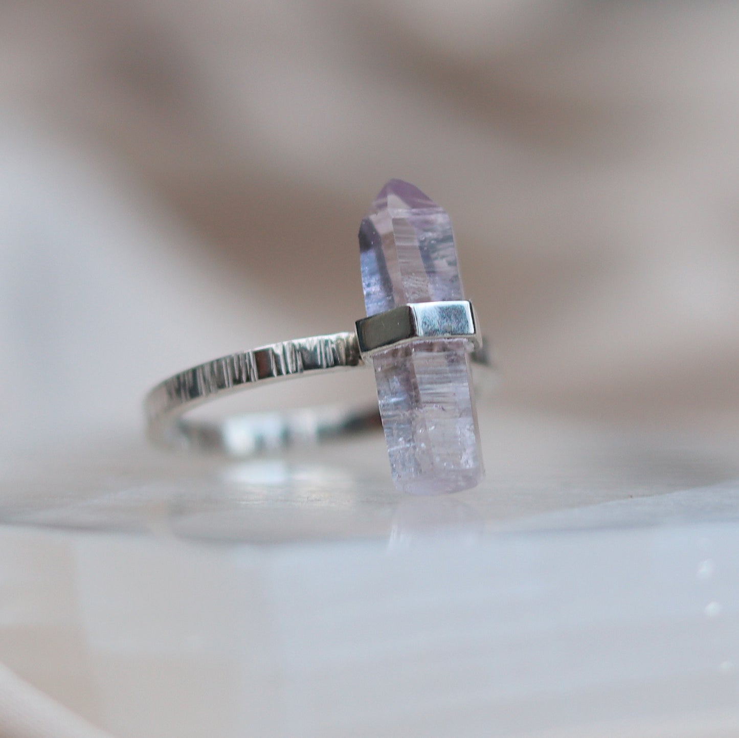 Citlali Ring with Raw Amethyst Quartz