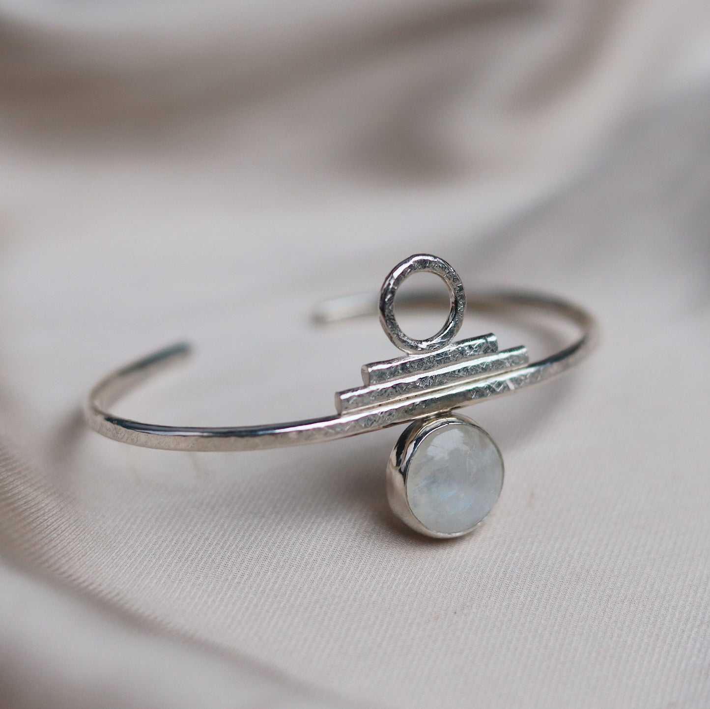 Indah Cuff with Rainbow Moonstone