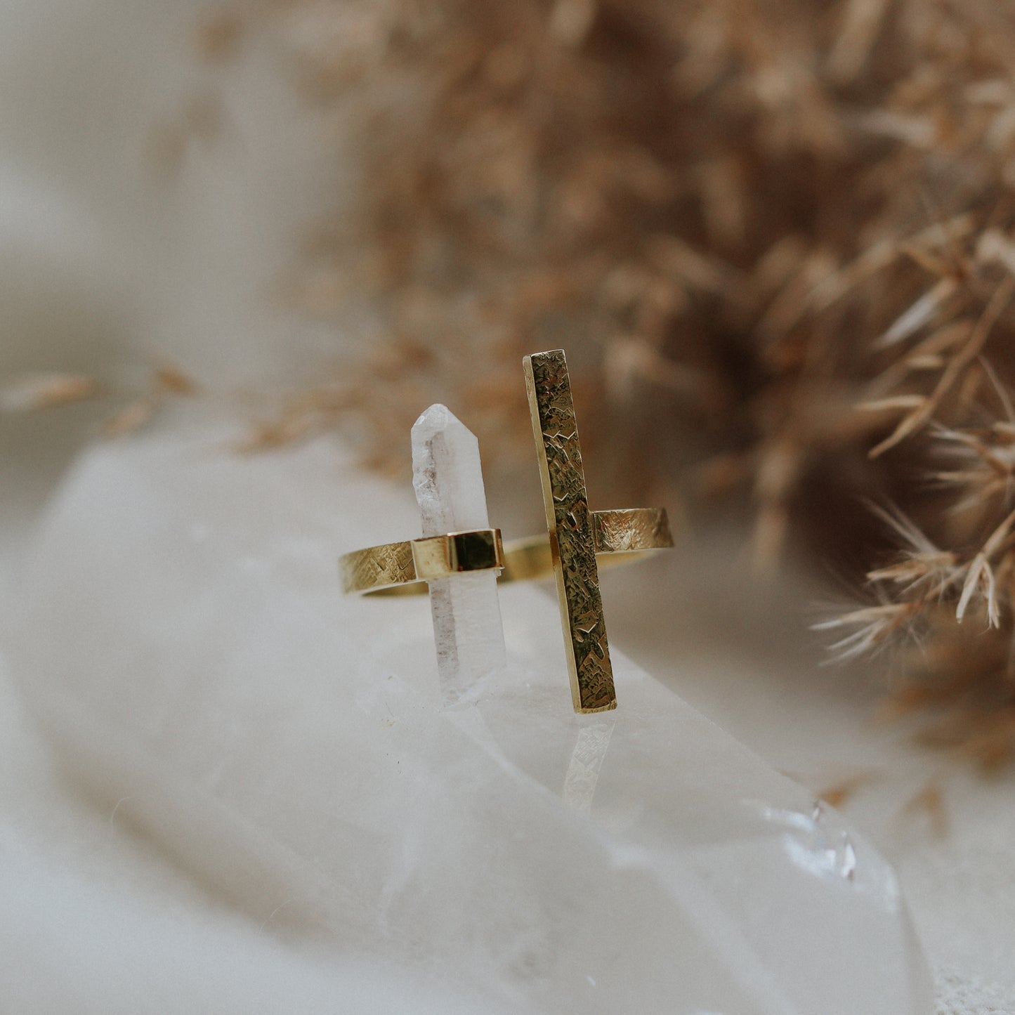 Citlali Opened Ring with Raw Clear Quartz