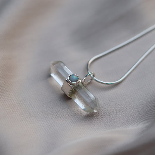 Ila Necklace with Opal and Clear Quartz