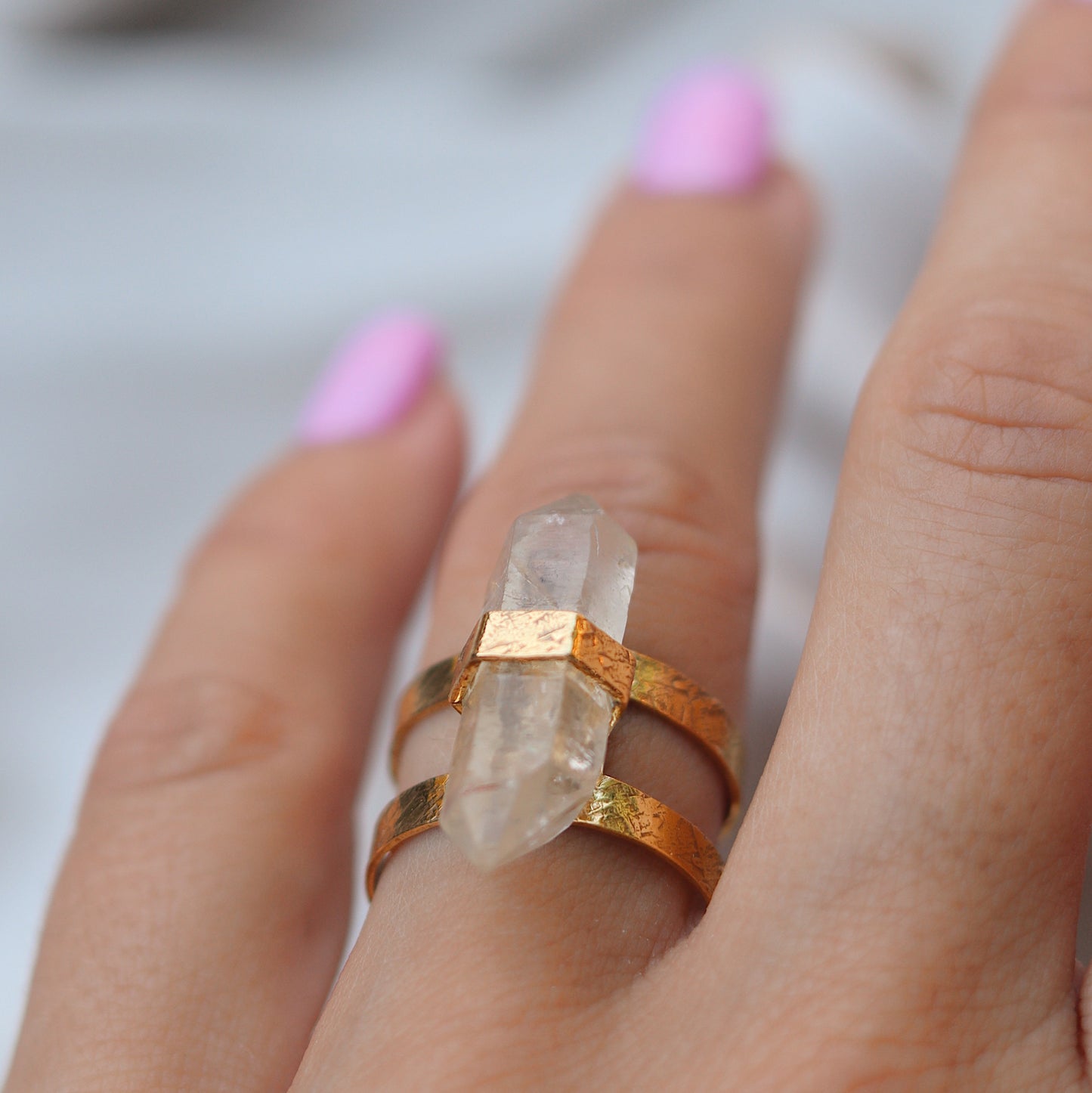 Ishta Ring with Herkimer Quartz Crystal