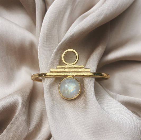 Indah Cuff with Rainbow Moonstone