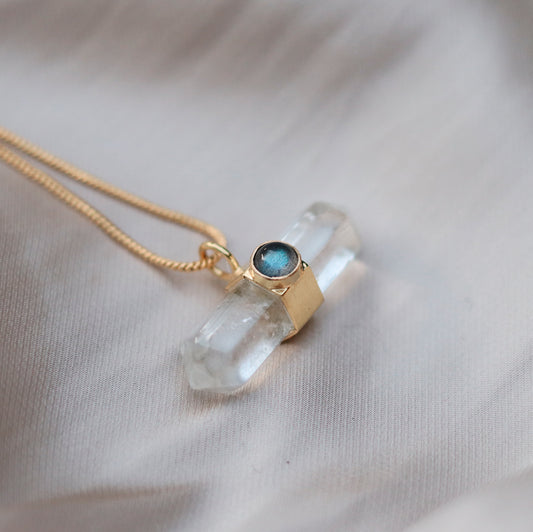 Ila Necklace with Labradorite and Clear Quartz