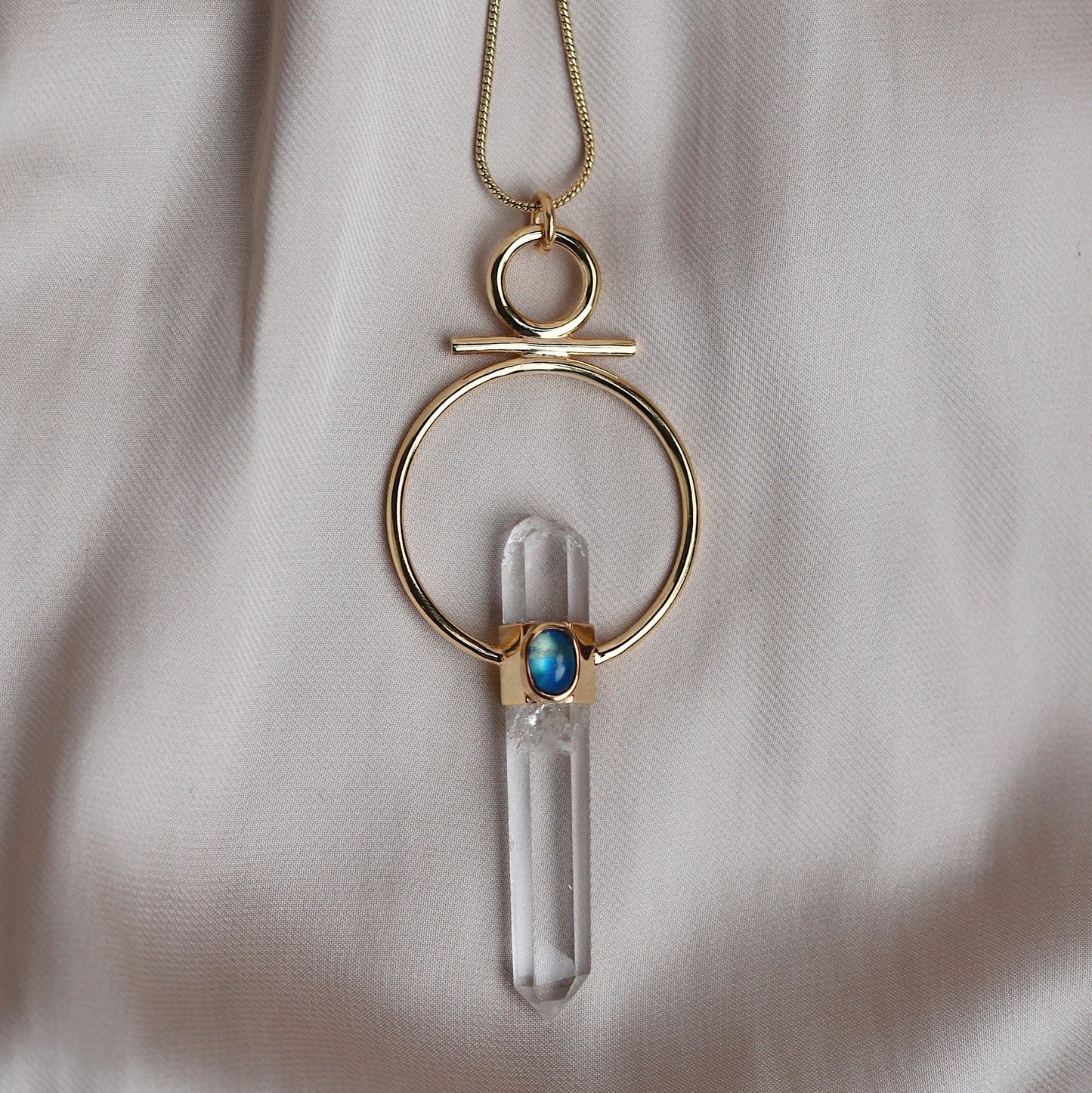 Alora Necklace with Moonstone and Clear Quartz